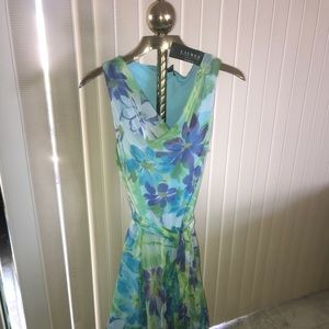 Ralph Lauren Blue/Green Floral Chiffon Dress